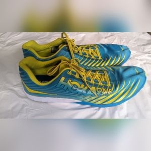 Hoka One One Evo XC Spikeless Cyan Blue Citrus Yellow Mens 14 Running Shoes